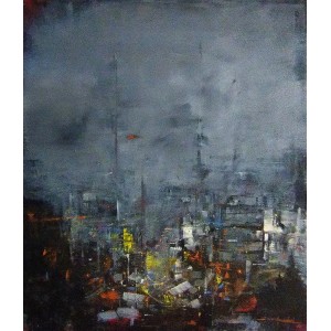 Shan Amrohvi, 30 x 36 inch, Oil on Canvas,  Cityscape Painting, AC-SA-156